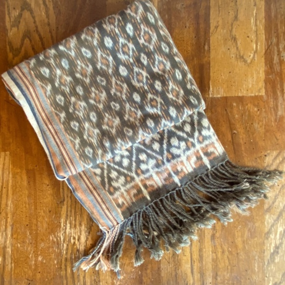 Long Ikat Scarf with Fringe - Picture 1 of 5